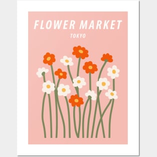 Flower market poster, Tokyo, Chamomile, Daisy art print, Cute pink flowers, Posters aesthetic, Floral art Posters and Art